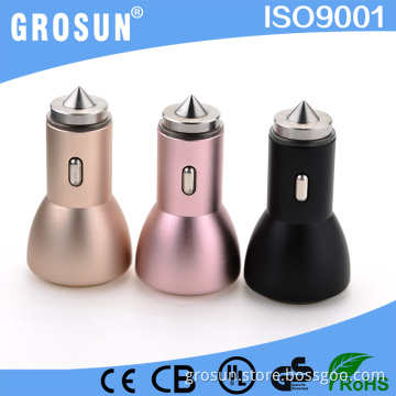CE Approved Nice Design 5V 2.1A Dual Output Usb Car Charger Aliminum Power Charger with Various Color